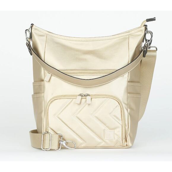 IHKWIP Zig Zag Quilted Go Getter Shoulder Bag with Crossbody Strap Met Champagne - Picture 12 of 12
